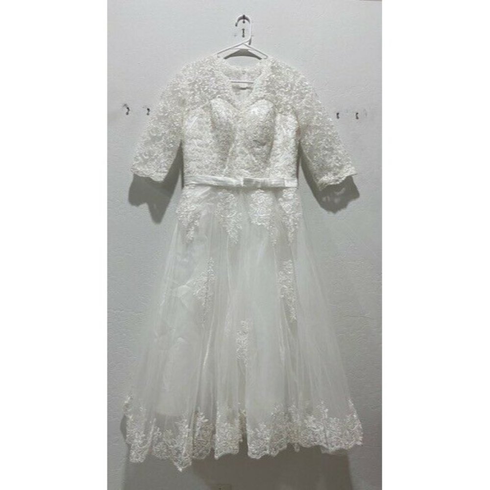 NWT Women's Abao Wedding Dress Size 12 Midi White